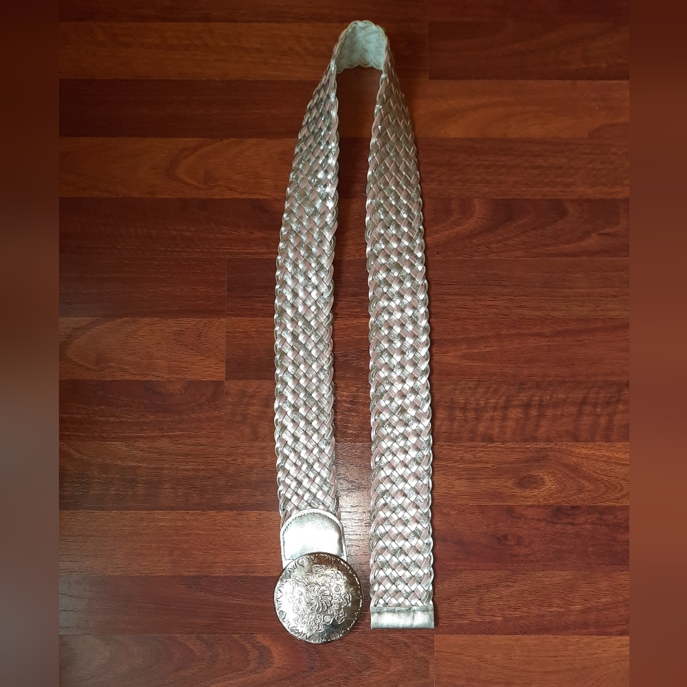 🆕️ Women's Vintage Wide Weave Pink, Gray and Glitter Belt